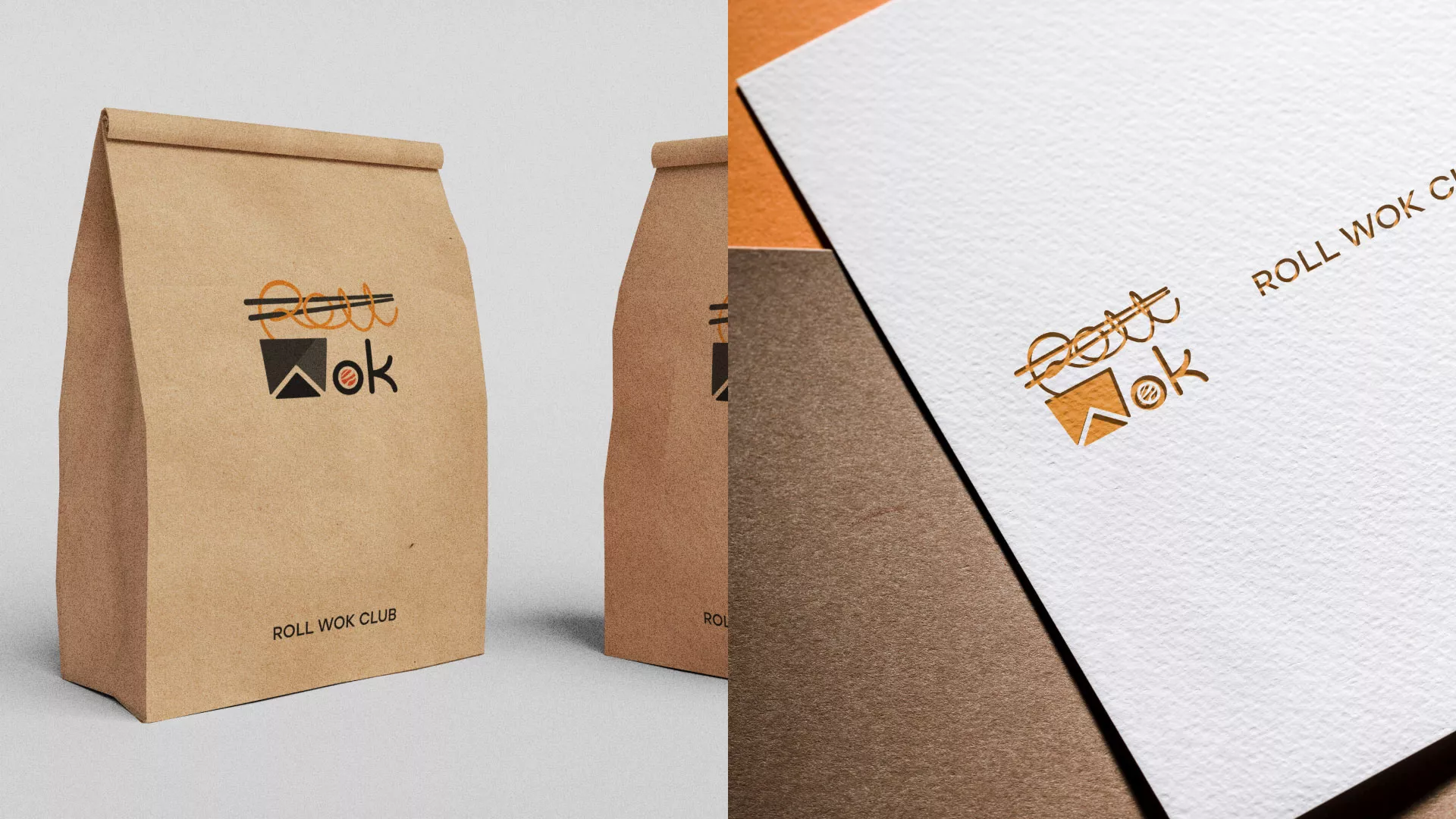 Разработка логотипа суши-бара «Roll Wok Club» в Ак-Довураке