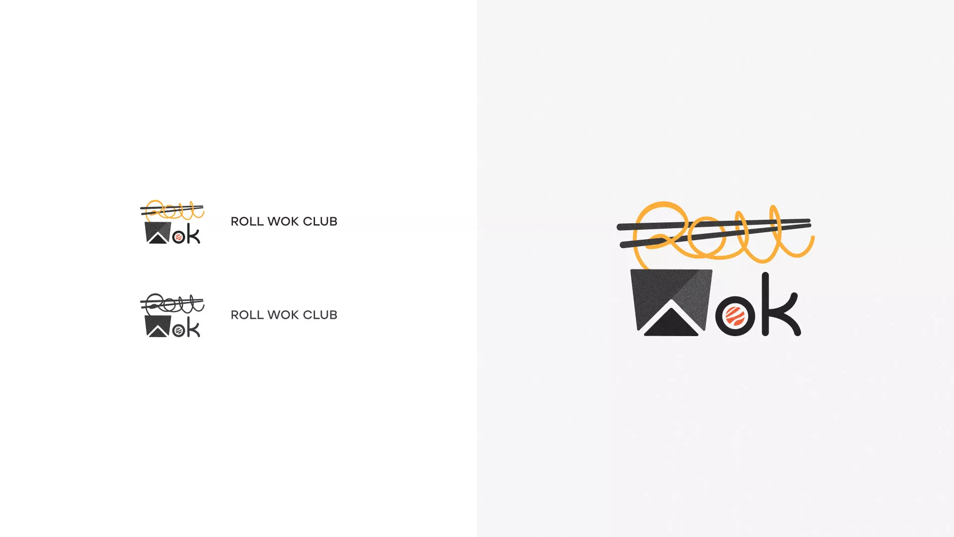 Разработка логотипа суши-бара «Roll Wok Club» в Ак-Довураке